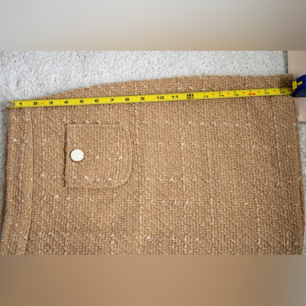 Maison d'Amélie Paris Camel Tweed Wool Blend Zip Up Women’s Miniskirt Size 10 - Picture 8 of 12